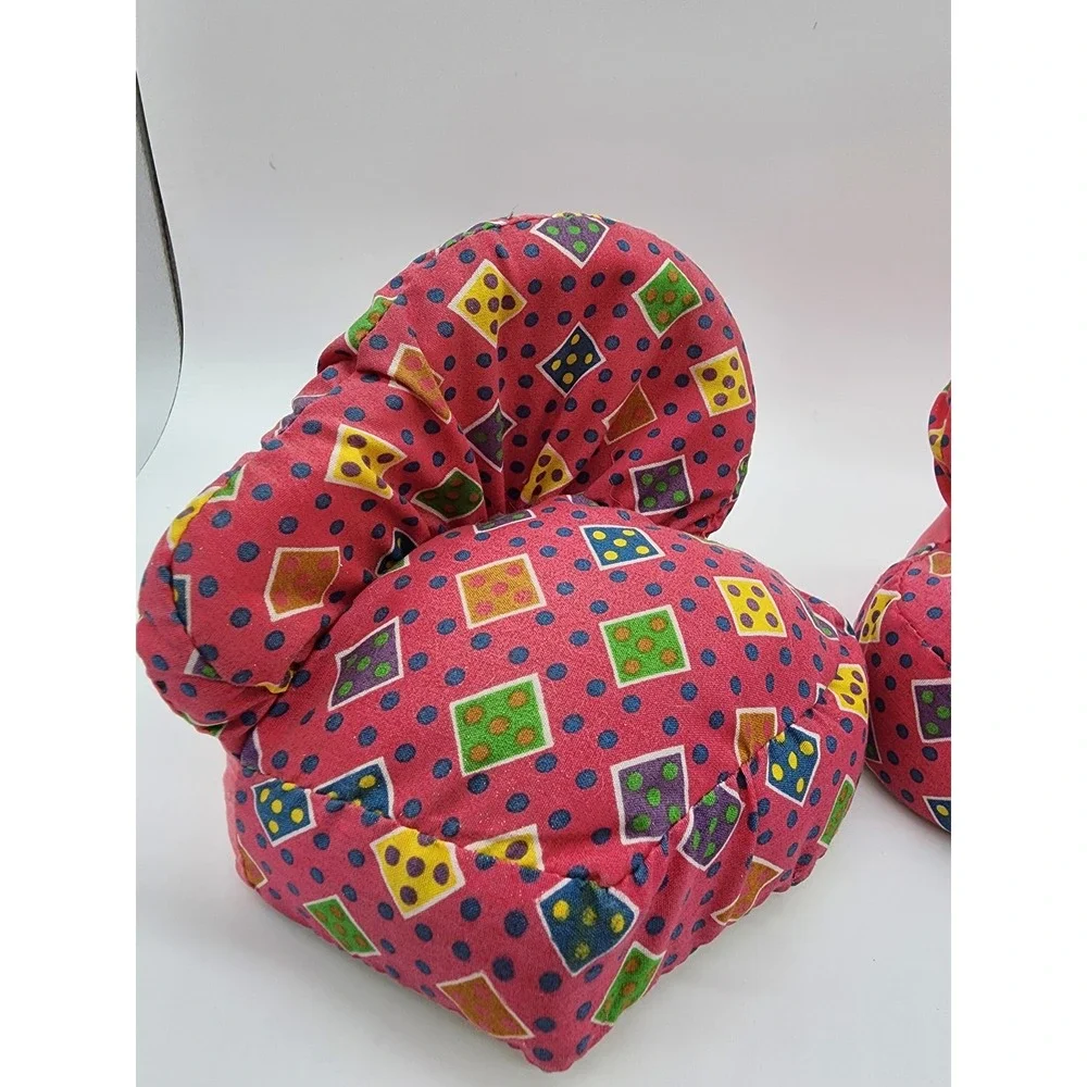 Vintage 1994 Toymax Plush Doll Furniture Set Pink Geometric Sofa and Chair